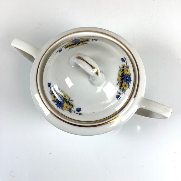 Vtg Art Deco Pattern Sugar Bowl with Lid Made in USA Porcelain China VGC - Picture 4 of 5